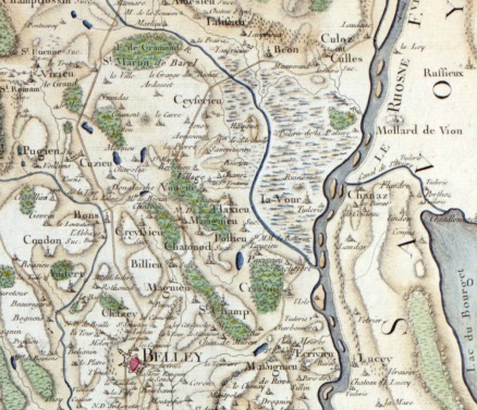 Carte de Cassini du marais de Lavours (1758)